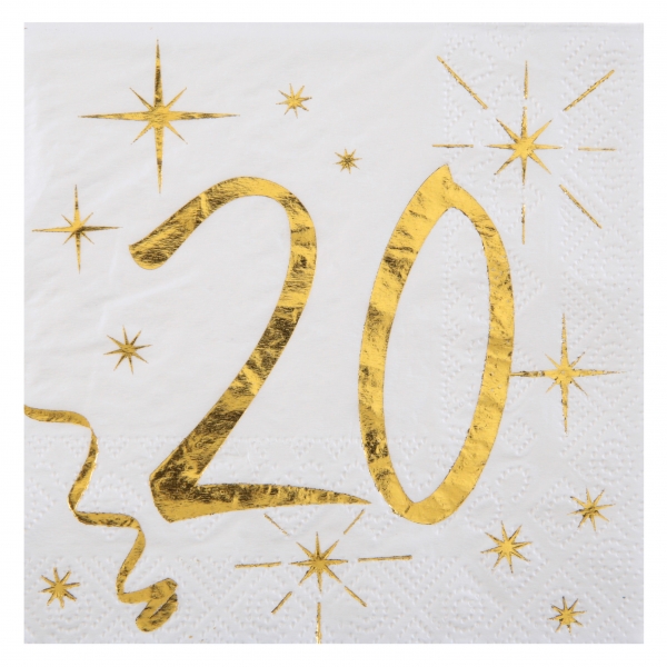 Anniversaire adulte, serviettes, 20 ans
