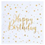 Anniversaire adulte, serviettes, hb, or