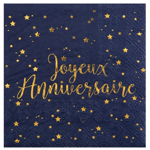 Anniversaire adulte, serviettes, ja, bleu