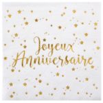 Anniversaire adulte, serviettes, ja, or