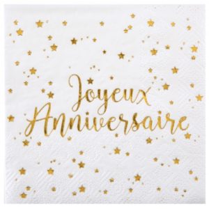 Anniversaire adulte, serviettes, ja, or