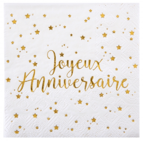 Anniversaire adulte, serviettes, ja, or