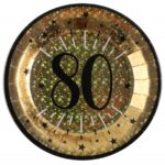 anniversaire adulte, vaisselle, assiette, 80