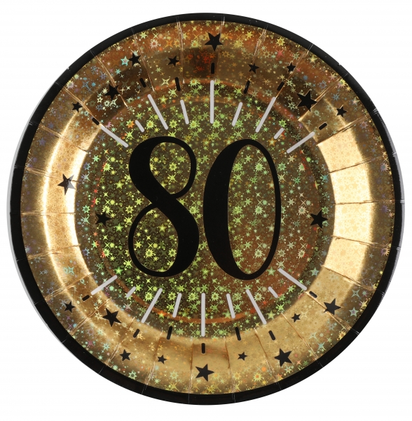 anniversaire adulte, vaisselle, assiette, 80