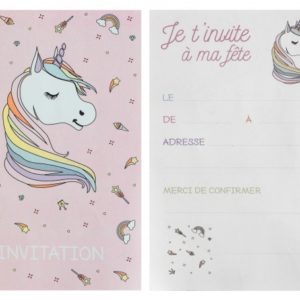 Anniversaire enfant, licorne, invitation