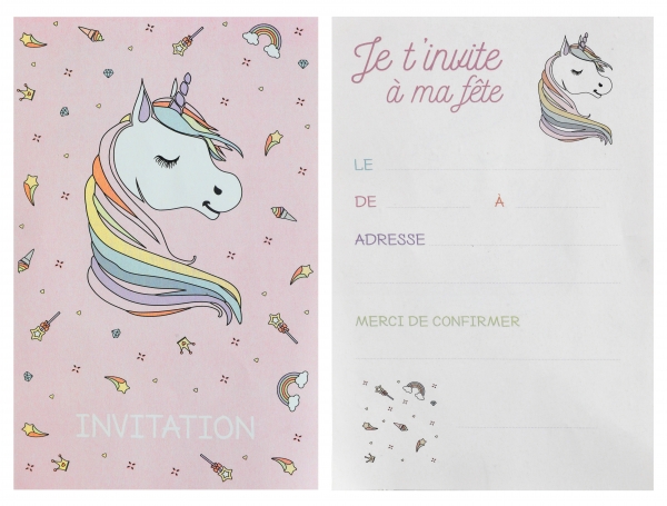 Anniversaire enfant, licorne, invitation