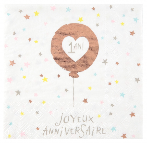 Anniversaire enfant, 1er anniversaire, serviettes