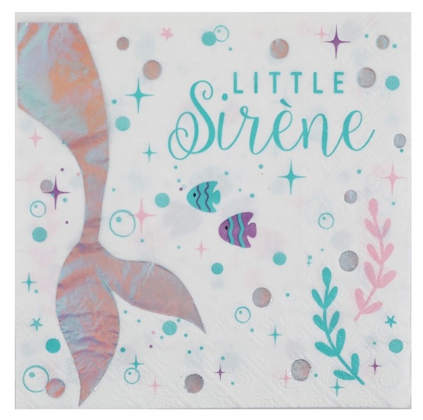 Anniversaire enfant, sirene, serviettes