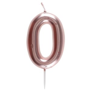 ARTICLES DE FETE-BOUGIE-BOUGIE D'ANNIVERSAIRE-BOUGIE CHIFFRE-BOUGIE CHIFFRE ROSE GOLD 0