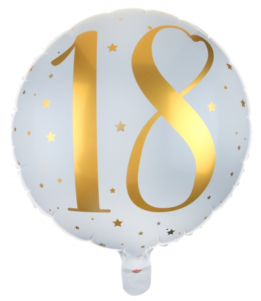 Anniversaire adulte, ballon, alu, or, 18