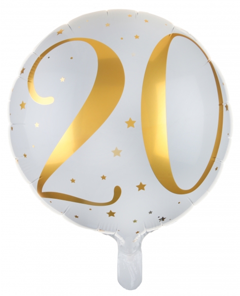 Anniversaire adulte, ballon, alu, or, 20