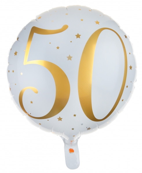 Anniversaire adulte, ballon, alu, or, 50