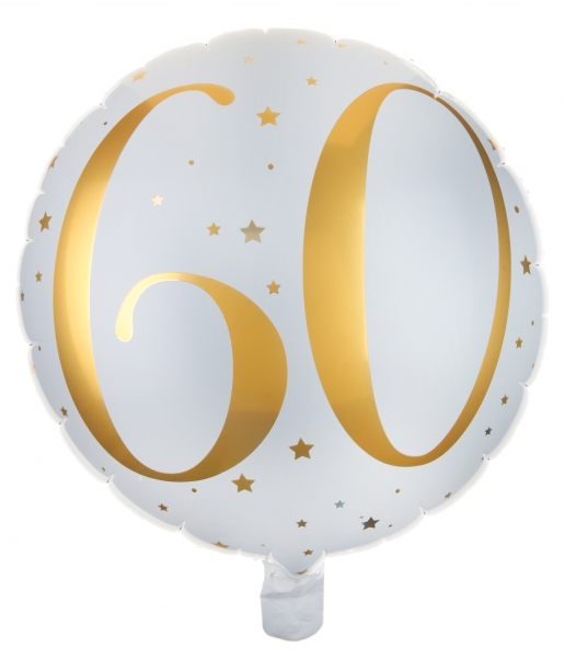 Anniversaire adulte, ballon, alu, or, 60