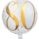 Anniversaire adulte, ballon, alu, or, 80