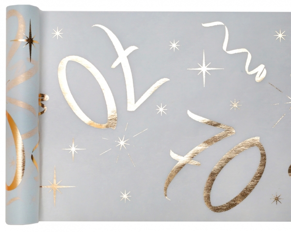 Anniversaire adulte, chemin de table, or, 70