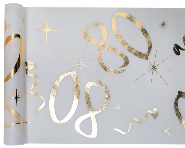 Anniversaire adulte, chemin de table, or, 80