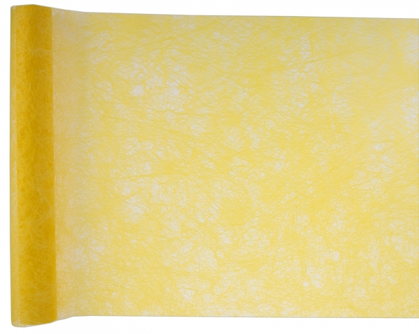 Décoration de table, chemin de table, fanon, jaune