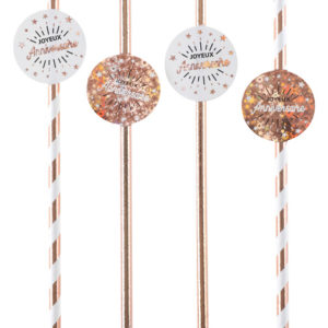 Décoration de table, pailles, rose gold