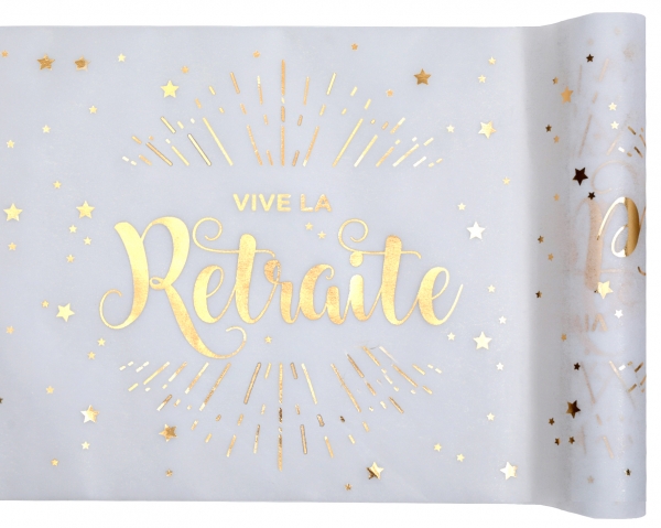 Humoristique, chemin de table, retraite, paillete