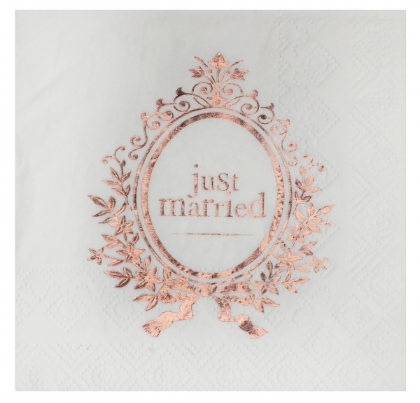 Occasions speciales, serviettes, just married, rose gold
