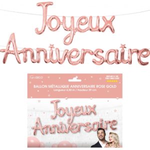 Anniversaire, ballons, joyeux anniversaire, rose gold