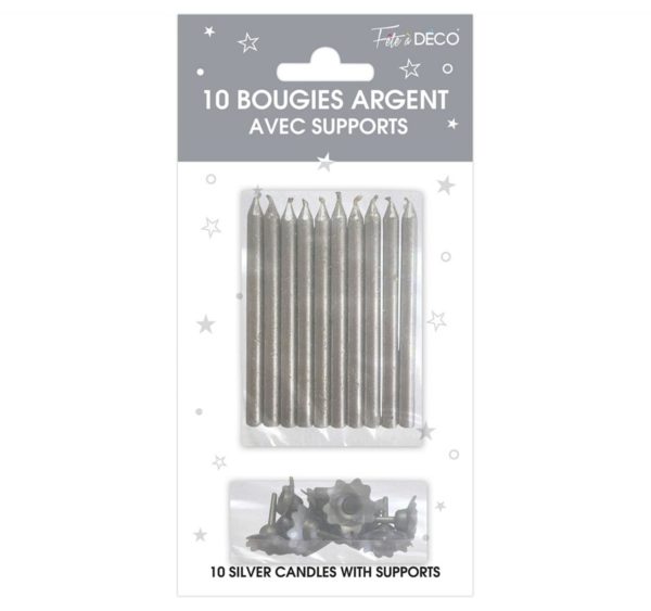 Anniversaire, bougies, pailletées, argent