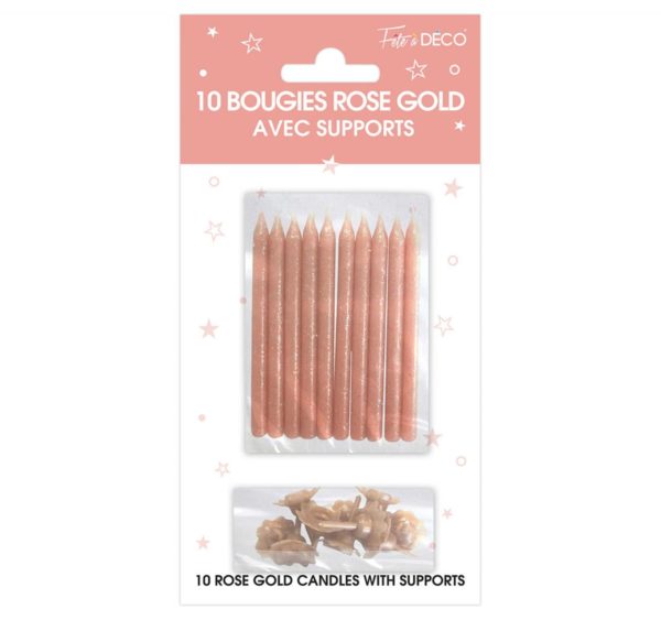 Anniversaire, bougies, pailletées, rose gold