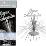 Anniversaire, centre de table, argent, joyeux anniversaire