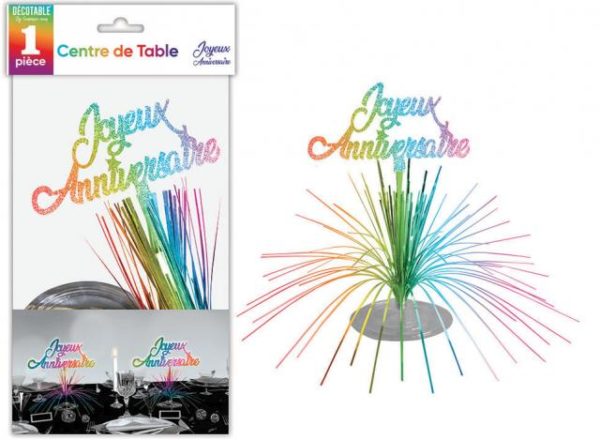 Anniversaire, centre de table, multicolore, joyeux anniversaire