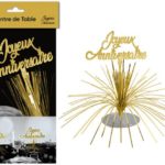 Anniversaire, centre de table, or, joyeux anniversaire