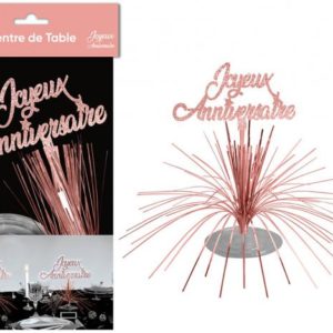 Anniversaire, centre de table, rose gold, joyeux anniversaire