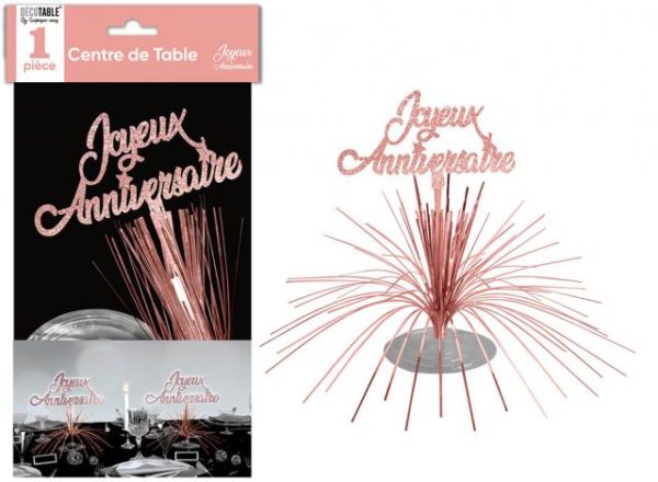 Anniversaire, centre de table, rose gold, joyeux anniversaire