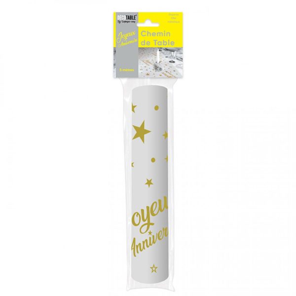Anniversaire, chemin de table, or