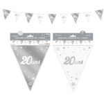 Anniversaire, guirlande, fanion, argent, 20