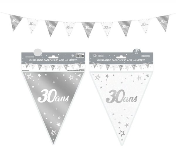 Anniversaire, guirlande, fanion, argent, 30
