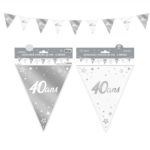 Anniversaire, guirlande, fanion, argent, 40