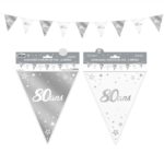 Anniversaire, guirlande, fanion, argent, 80