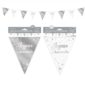 Anniversaire, guirlande, fanion, argent, joyeux anniversaire