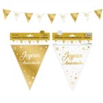 Anniversaire, guirlande, fanion, or, joyeux anniversaire