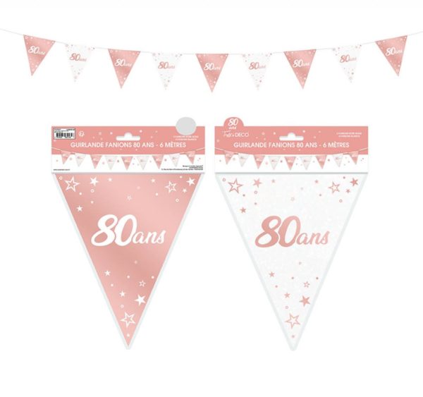 Anniversaire, guirlande, fanion, rose gold, 80