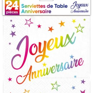 Anniversaire, serviettes, joyeux anniversaire, multi