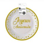 Anniversaire adulte, assiettes, or