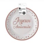 Anniversaire adulte, assiettes, rose gold