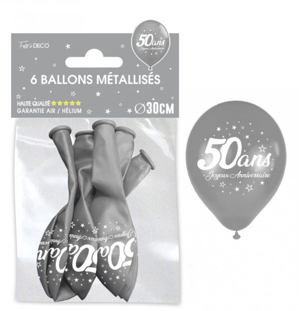 Anniversaire adulte, ballons, argent, 50 ans