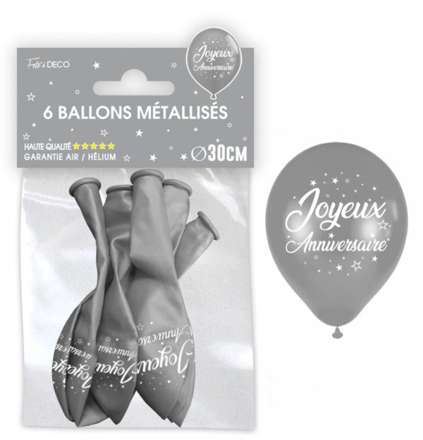 Anniversaire adulte, ballons, argent