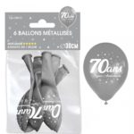 Anniversaire adulte, ballons, argent, 70 ans