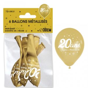 Anniversaire adulte, ballons, or, 20 ans