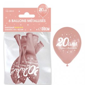 Anniversaire adulte, ballons, rose gold, 20 ans