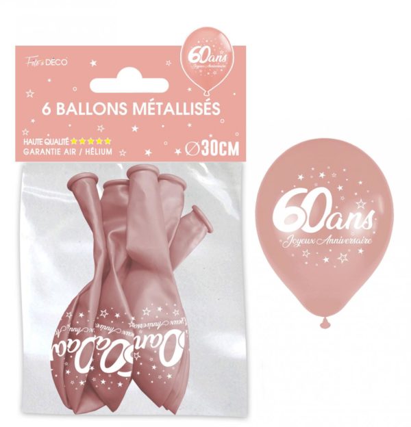 Anniversaire adulte, ballons, rose gold, 60 ans