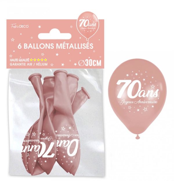 Anniversaire adulte, ballons, rose gold, 70 ans